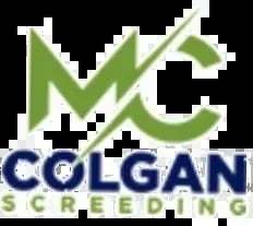 MC Colgan Screens logo with green check mark and dark blue text on white background