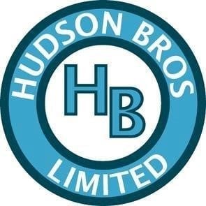 Hudson Bros Limited logo featuring HB initials in teal and white circular design