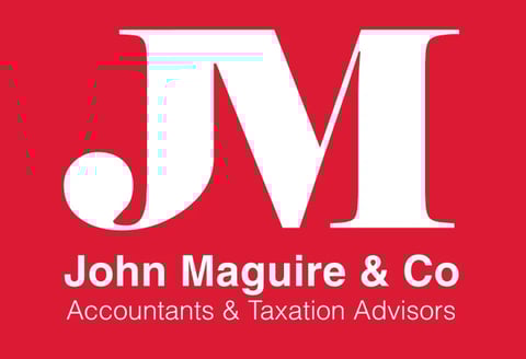 JM John Maguire & Co logo with red background, featuring white lettering for Accountants & Taxation Advisors