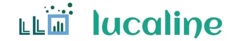 Lucaline logo featuring teal charts and text design